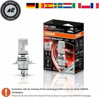 Osram Night Breaker LED Speed H4 450 Street Legal | +330%