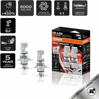 Osram Night Breaker LED Speed H4 450 Street Legal Set | +330%