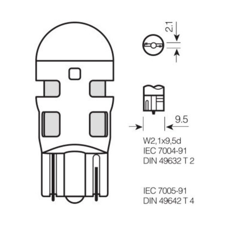 Osram W5W W2.1x9.5d LED Retrofit Blauw Set 12 volt