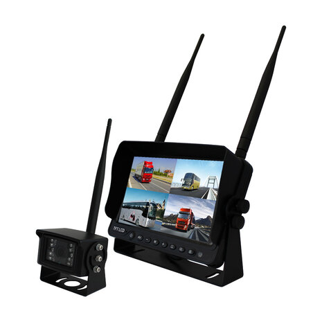 7" Achteruitrijcamera Set Draadloos | Quad View