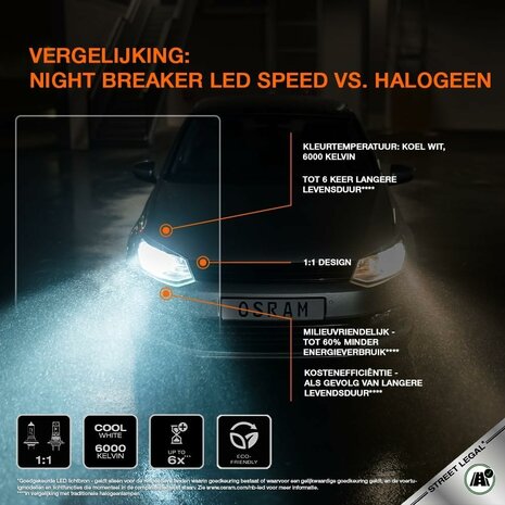 Osram Night Breaker LED Speed H4 450 Street Legal | +330%