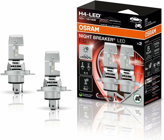 Osram Night Breaker LED Speed H4 450 Street Legal Set | +330%