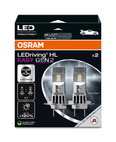 Osram H7/H18 HL Easy GEN2 LED Koplamp 16W PX26d/PY26d-t Set 12V 